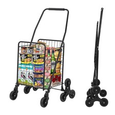 Collapsible Utility Cart 22 Gal Basket Stair Climber Trolley with Swivel Wheels