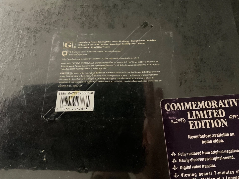 GONE WITH THE WIND VHS 50TH ANNIVERSARY BOX SET NEW FACTORY SEALED - Image 3 of 4