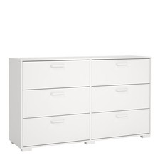 Image of Double Dresser with 6 Drawers - Large Bedroom Storage - Sleek & Spacious Design