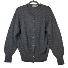 Vintage LeRoy Knitwear 80s Cardigan Sweater XL Acrylic Mohair Soft 3D Grunge