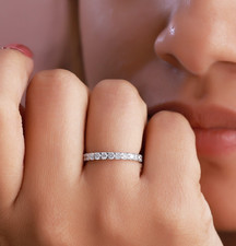 1 Ct Full Eternity Round Cut Diamond Band Ring 14k White Gold Lab Grown