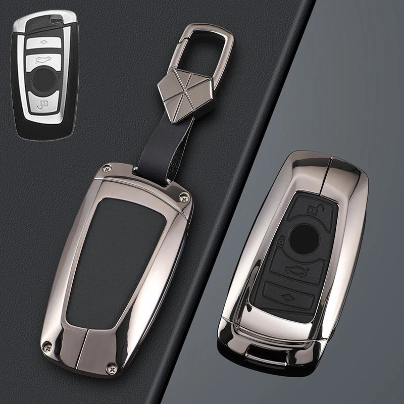 Funda para llave de coche de cuero de aleación de zinc para BMW X3 X4 X5 F10 F15 1 2 3 4 5 6 7 M5 Foto 3 de 4