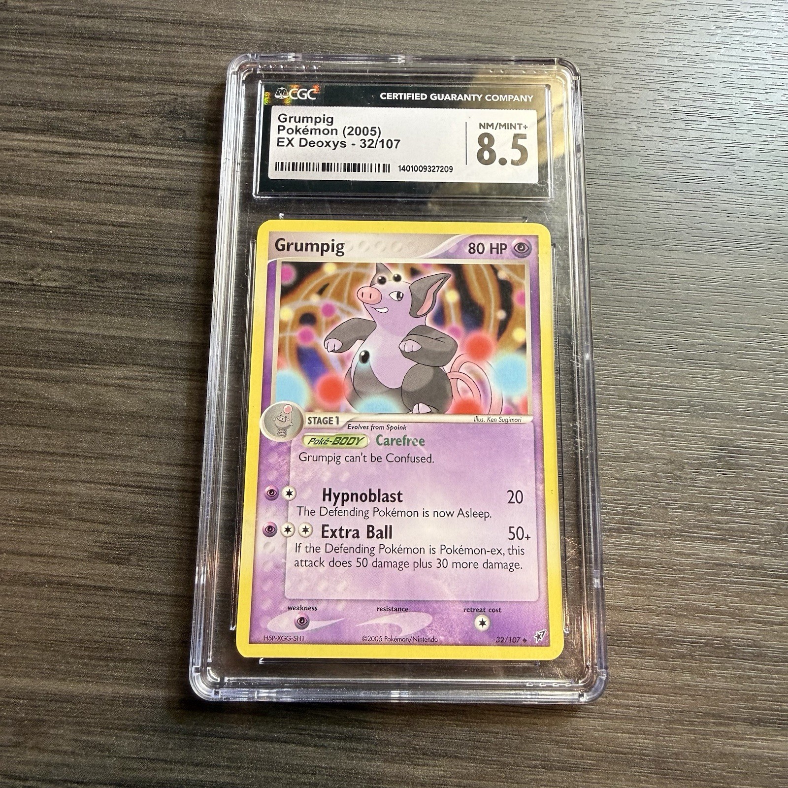 Grumpig 32/107 EX Deoxys Pokemon Card 2005 Cgc 8.5 NM/MINT+
