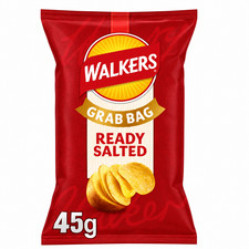 Walkers Ready Salted Flavoured Grab Bag Potato Crisps 32x45g