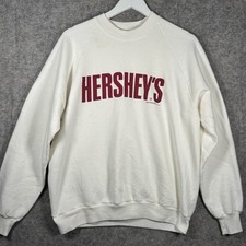 Vintage 90s Hersheys Chocolate White Graphic Sweatshirt Unisex Size XL 22x26