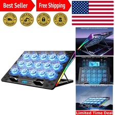 RGB Laptop Cooling Pad with LCD Display and 4 Height Adjustments - 10-17.3 Inch