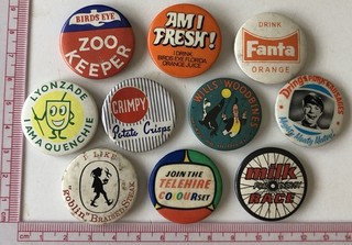 10 Vintage Advertising Pin Badges Job Lot Nostalgia 1960s 1970s Original