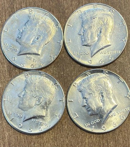 1966 Kennedy Silver Half Dollars Set of 4 Uncirculated Coins