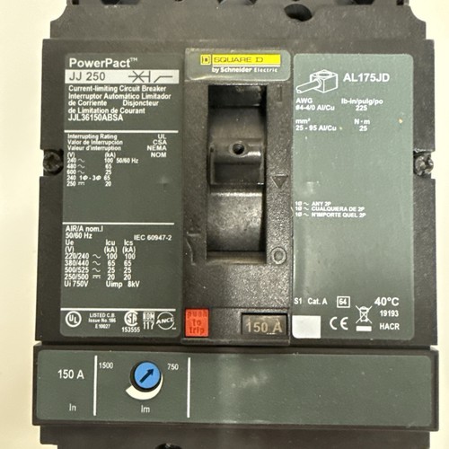 Square D JJA36150BSA – Interruttore Di Circuito PowerPacT J, 150A, 3 Poli, 600VAC (nuovo Open Box)