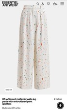 Essentiel Antwerp Off-White Multicolor Wide-Leg Pants Embroidered Paint Splatte  