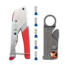 7pc Coax Cable Crimper Coaxial Compression Tool Kit Wire Stripper with F1453