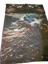 DUVET Comforter Quilt Cover TWIN Size W/ Shams DINOSAURS Scene Kid's Room Zip