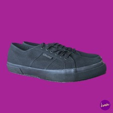 Image of SUPERGA Unisex 2750 Cotu Classic Canvas Trainers, Total Black, UK 11 | EU 46