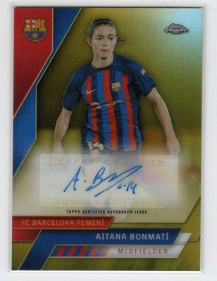 Carte Topps Chrome 2022-23 FC Barcelona Auto /10 - Bonmati, Putellas, Hansen, Oshoala