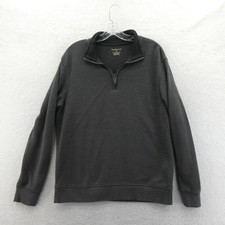 Van Heusen Quarter Zip Pullover Mens Medium Gray Cotton Blend Ribbed Sweater
