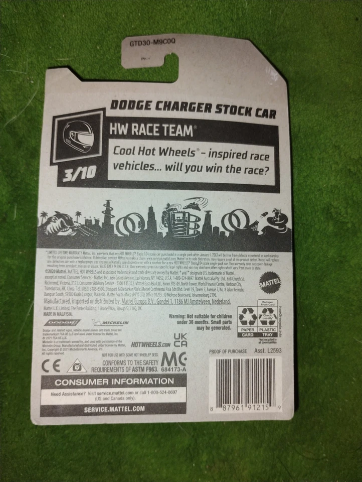 Hot Wheels Walmart Exclusive ZAMAC HW Race Team Dodge Charger Stock Car - Image 2 of 2