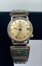 Bulova 34mm Quartz Vintage WR 925 Accutron S. Steel Turquoise Chip Watch 81.7g