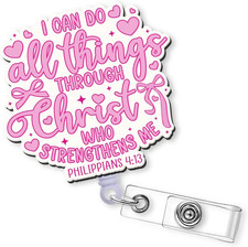 Retractable Bible Verse Badge Reel - I Can Do All Things ID Holder for Professio
