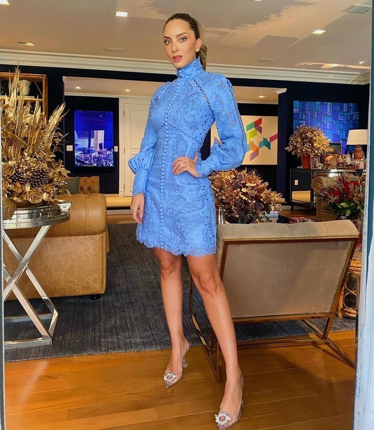 Zimmermann Super Eight Embroidered Mini Dress Size 1 / AU 10 / US 6 Cornflower