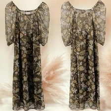 Nanette Lepore Tinsel Floral Milk Maid Fairycore Whimsical Summer Dress Size S