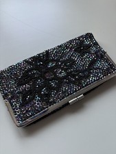 VINTAGE Clutch Wallet Purse BEAUTIFUL Black Sequin Beads Design FLAWS