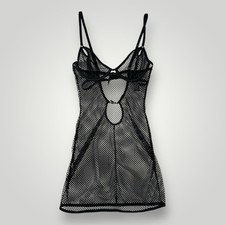 Victoria's Secret Fishnet Dress Womens Small Black Sheer Lingerie Mesh Open Back