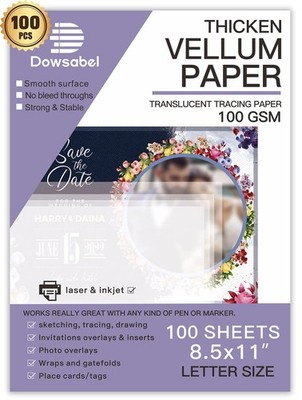 Translucent Vellum Paper, Dowsabel 68LBS 8.5 x 11 inches Printable Vellums