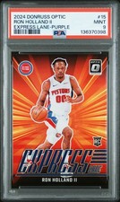 2024 PANINI DONRUSS OPTIC EXPRESS LANE PURPLE #15 RON HOLLAND II ROOKIE RC PSA 9