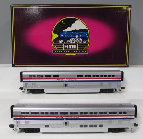 MTH 20-6539 O Amtrak 3 Rayas SuperLiner Slpr/Comedor Coche de Pasajeros Set (Juego de 2) | Zustand: New