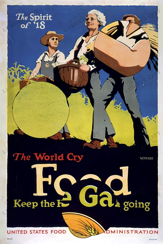 Póster de comida de la Primera Guerra Mundial 1918 Home Garden América propaganda impresión artística Foto 2 de 4