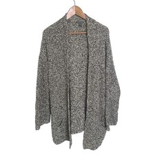 Eileen Fisher Organic Cotton Chenille Boyfriend Cardigan Sweater Black S 388