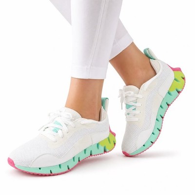 Reebok Zig Dynamica 2.0 Womens Running Shoes White Mint Pink Size 9