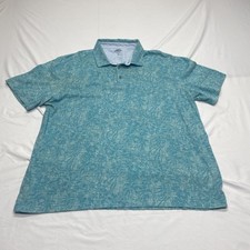 IZOD Saltwater Relaxed Classics Aqua Floral Polo Shirt Size XXL