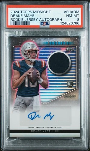 2024 TOPPS MIDNIGHT DRAKE MAYE ROOKIE JERSEY AUTOGRAPH PLAYER WORN PSA 8