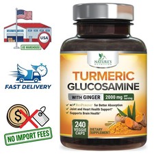Turmeric Glucosamine with Ginger  MSM, BioPerine 2000mg, 240 Capsules
