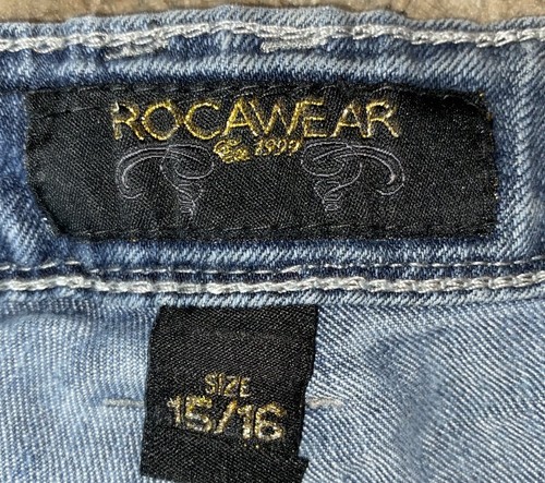 Jeans donna Rocawear effetto invecchiato vita bassa TG 15/16 tasche con cerniera taglio dritto - Foto 3 di 11