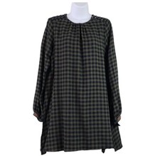 Zara Gingham Green Black Romper W/pockets Size Medium New LS