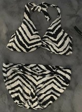 NWT LADIES LARGE CARMEN MARC VALVO 2 PIECE BIKINI MSRP 154.00 BLK/CRM