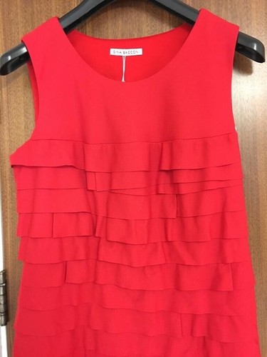GINA BACCONI Range Dress With Ruffle Detail - Red - UK 18 / EU 44 - £290 - Picture 2 of 7