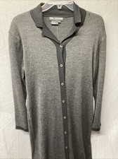 Nina Leonard Belted Sweater Midi Dress Black Long Sleeves Size PL Petite Large