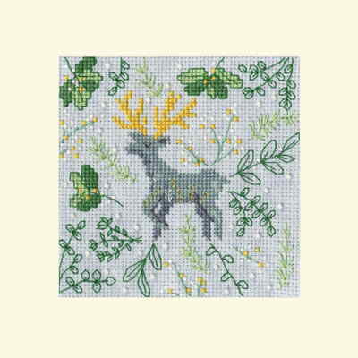 Bothy Threads Grußkarte Kreuzstich Set ''Scandi Hirsch'', Zählmuster, XMAS62, 10x1
