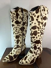 Diba.true Corner Brook White Brown Pony hair Boots Zipper Up Size 8.5 New In Box