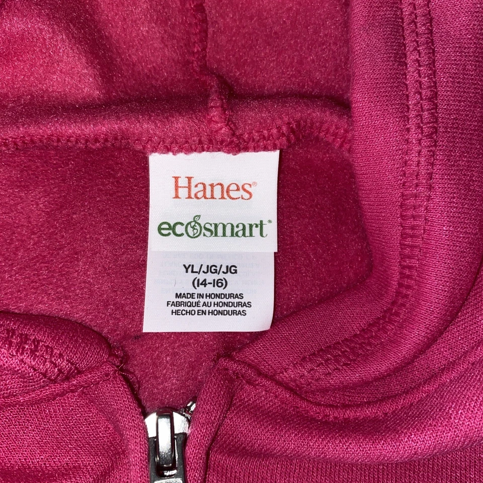 Sudadera con Capucha Cremallera Completa Hanes para Niñas ComfortSoft EcoSmart Bolsillos Frontales Lisa Foto 2 de 2