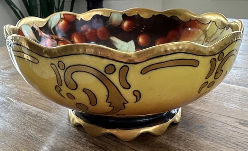 Antique T&V Tressemanes & Vogt Limoges Footed Bowl Hand Painted W A Pickard