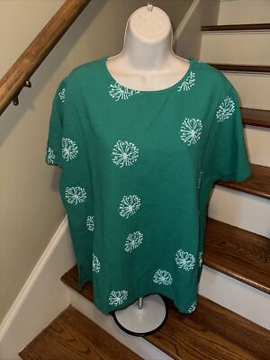 Catherine's NO TAG Kelly Green Dandelion Blouse Top Sz 2XL BID4 CHARITY  248