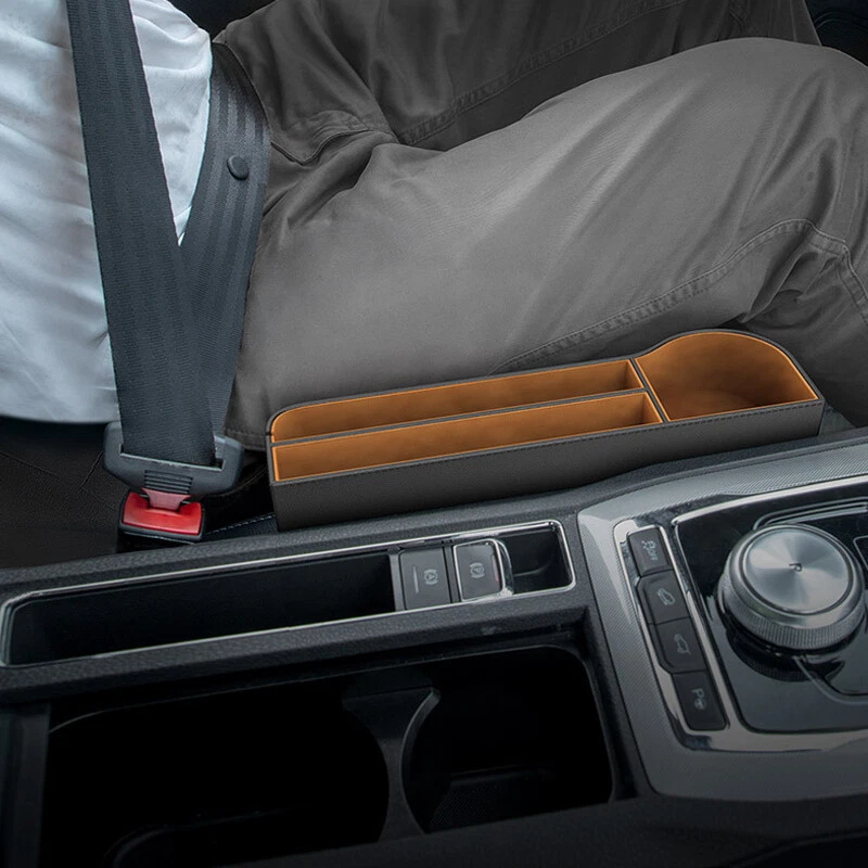 Caja de almacenamiento para automóvil organizadora soporte para cuna soporte para tazas de 2 capas accesorios de cuero PU Foto 2 de 4