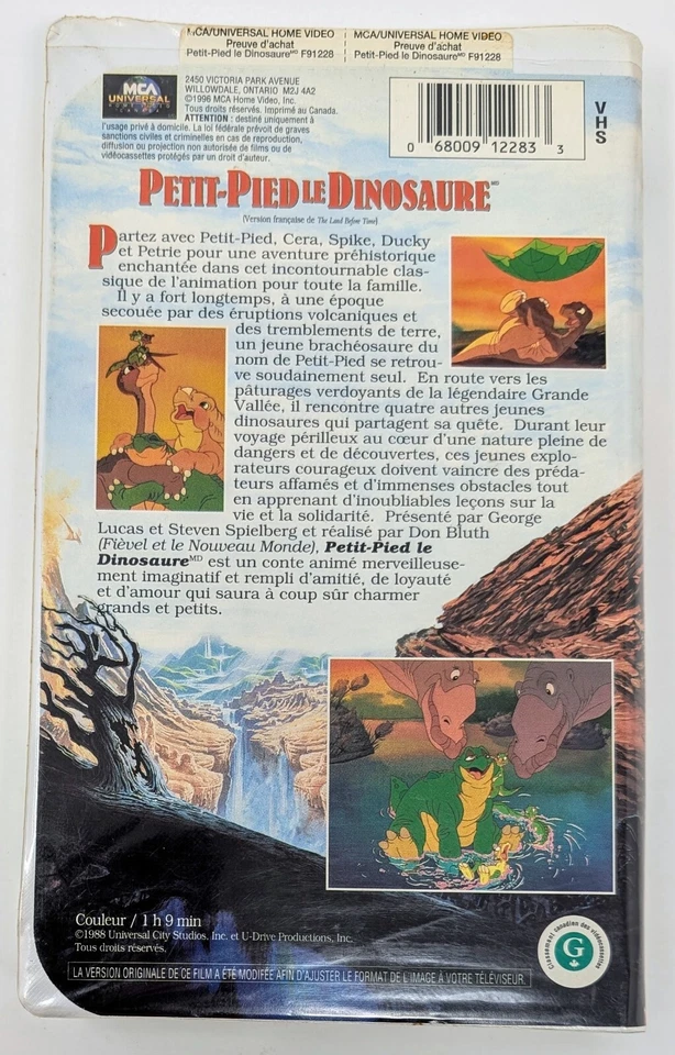 Petit-Pied le Dinosaure VHS (1988) - NTSC - French - VG (Tested) - Image 2 of 4