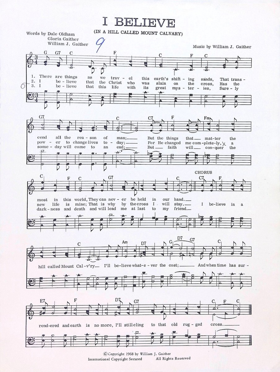 I Believe In A Hill Called Mount Calvary Sheet Music Shaped Notes
