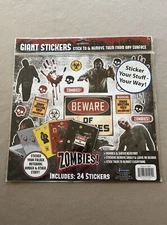 1 Giant Sheet Zombies Stickers~Sheet Is 10 1/2” X 11 3/4” & Has 24 Stickers, New