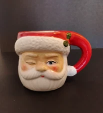 Miracle Cocktail Kingdom Winking Santa Claus Head Figural Ceramic Mug Christmas